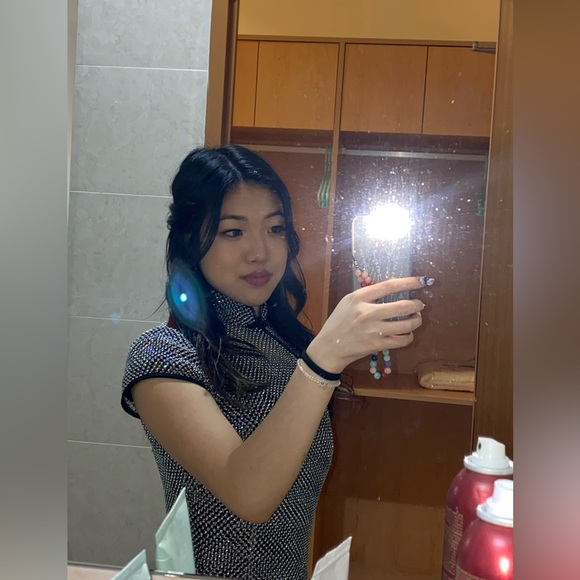 Sau Lee Crystal Dress, Size XS, Embellished Mesh, Rhinestones, Qipao - Picture 5 of 5